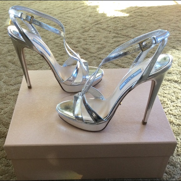 Prada Metallic Platform Sandals - Picture 3 of 14